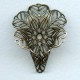 Flower Shaped Filigree Cone Oxidized Brass 34mm