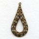 Grand Filigree Pendant Hoops Oxidized Brass 35mm
