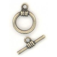 ^Bar and Toggle Clasp Oxidized Brass Plated Pewter (1 Set)