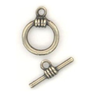 ^Bar and Toggle Clasp Oxidized Brass Plated Pewter (1 Set)