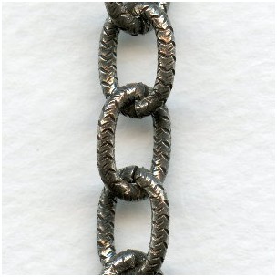 Textured Oval Link Chain Antique Silver 13x10mm (3 ft)