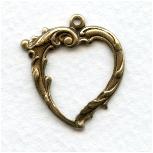 Open Hearts with Loop Oxidized Brass 27mm (6)