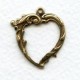 Open Hearts with Loop Oxidized Brass 27mm (6)