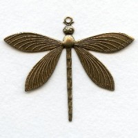 Detailed Large Dragonfly Pendants Oxidized Brass (2)