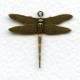 Medium Dramatic Dragonflies 26mm Oxidized Brass (6)