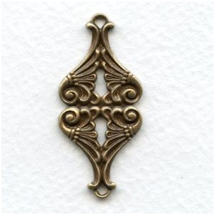 Art Nouveau Style Floral Connector Oxidized Brass 41mm (1)