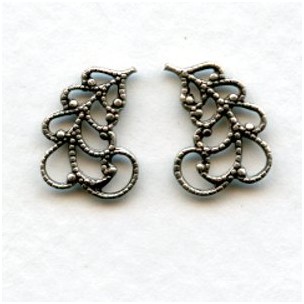 Filigree Leaves 14mm Right and Left Oxidized Silver (6 sets)