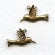 Hummingbird Pendant Charms Oxidized Brass 18x10mm (6 Pairs)