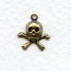 Tiny Skull and Crossbones with Loop Oxidized Brass 12mm (12)