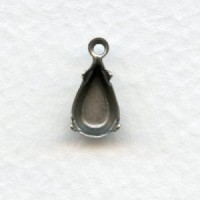Pear Shape 10x6mm Pendant Settings Oxidized Silver