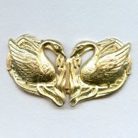 Double Swans Buckle Stampings Raw Brass (1 set)
