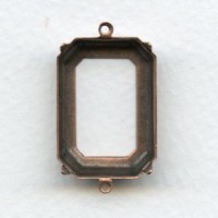 Open Back Octagon Connector Settings 25x18mm Oxidized Copper (6)