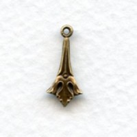 Art Nouveau Style Floral Tiny 15mm Drops Oxidized Brass (6)