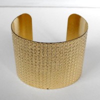 Basketweave Textured Wide Raw Brass Cuff 49mm