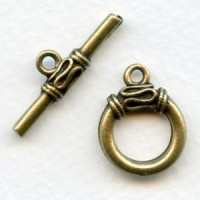 ^Bar and Toggle Clasp Oxidized Brass Plated Pewter (1 set)