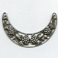 Grapes and Vines Oxidized Silver Necklace Focal (1)