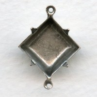 Square Settings Oxidized Silver 12mm 2 Loops (12)