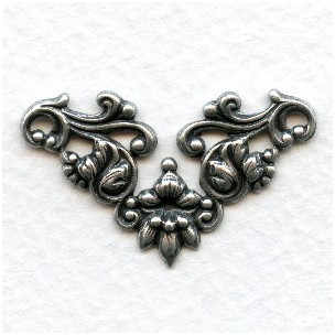 Leaves and Vines Oxidized Silver Floral Connectors 36mm (6)