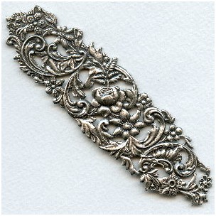 Impressive Floral Stamping Oxidized Silver 125mm (1)