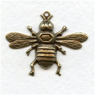 Honeybee with Loop Oxidized Brass 33mm (4)