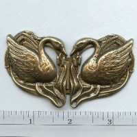 Double Swans Buckle Stampings Oxidized Brass