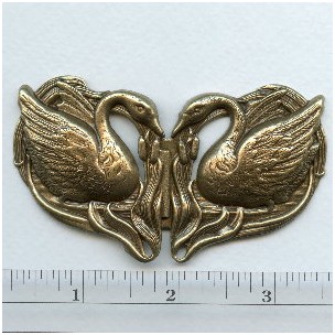 Double Swans Buckle Stampings Oxidized Brass