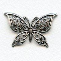 Detailed Filigree Butterfly European Oxidized Silver (1)