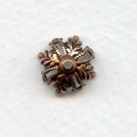 Floral and Filigree 12mm Bead Caps Oxidized Copper (6)