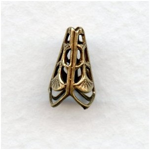 Filigree Cone Shape Bead Cap or Spacer Oxidized Brass (6)