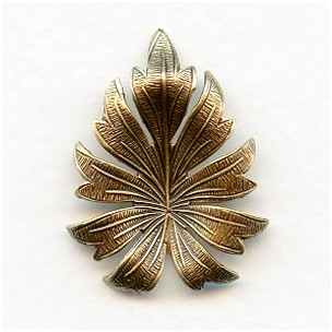 Beautiful Leaf Stampings Oxidized Brass 31mm (3)