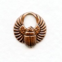 ^Tiny Winged Scarabs Oxidized Copper 13mm (12)