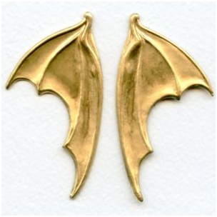 Dragon or Bat Wings Raw Brass 68mm (1 set)
