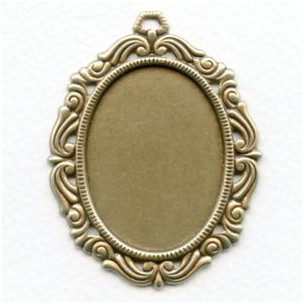 Ornate Style Settings 40x30mm Oxidized Brass (3)