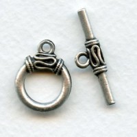 Bar and Toggle Clasp Oxidized Silver Plated Pewter