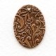 Floral Patterned Oval Drops Oxidized Copper 24mm (6)