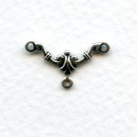 Three Loop Deco Style 18mm Connectors Oxidized Silver (6)