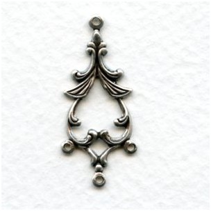 Fabulous Floral Connectors 33mm Oxidized Silver (6)