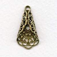 Filigree Ornate Fan Fold 29x15mm Oxidized Brass (2)