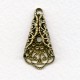 Filigree Ornate Fan Fold 29x15mm Oxidized Brass (2)