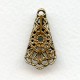 Filigree Ornate Fan Fold 29x15mm Oxidized Brass (2)