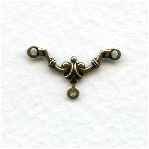 Three Loop Deco Style 18mm Connectors Oxidized Brass (12)