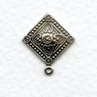 Ornate Squares with a Loop Oxidized Silver 18mm (6)