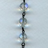 ^Crystal AB Round 7mm Bead Jet Linkage Rosary Chain (1 foot)