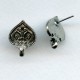 Long Life Peacock Earring Tops Oxidized Silver (1 Pair)