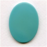 Turquoise Glass Cabochon Buff-Top 40x30mm