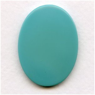 Turquoise Glass Cabochon Buff-Top 40x30mm (1)