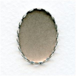 Lace Edge Settings 25x18mm Oxidized Silver (6)