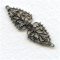 Oval Filigree Connector or Bail Oxidized Silver 37mm (6)