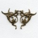 Gothic Style Dragon Stampings Oxidized Brass (1 set)