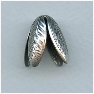 Leaves or Petals 19mm Bead Caps Oxidized Silver (2)